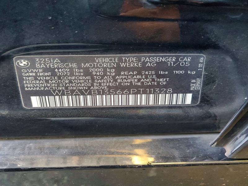Продаж на аукціоні авто 2006 Bmw 325, vin: WBAVB13566PT11328, номер лоту: 65936386