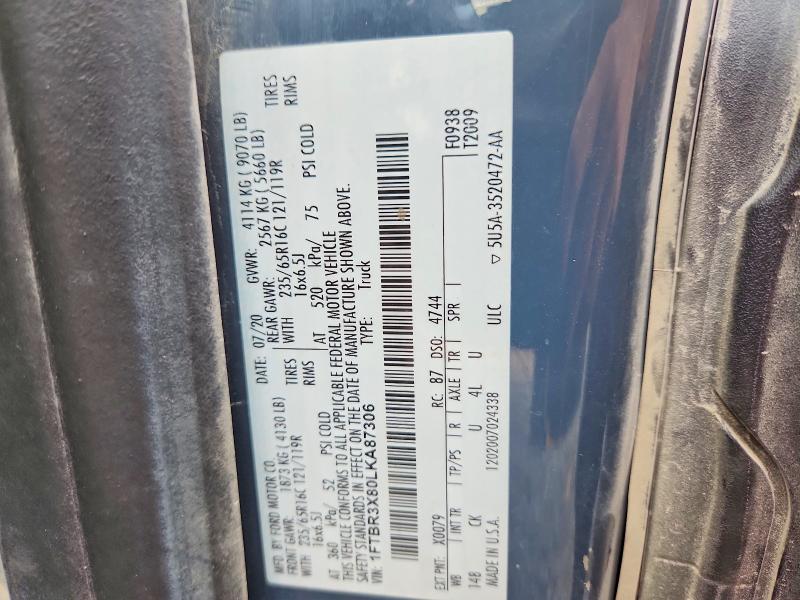 2020 Ford Transit მანქანა იყიდება აუქციონზე, vin: 1FTBR3X80LKA87306, აუქციონის ნომერი: 67223476
