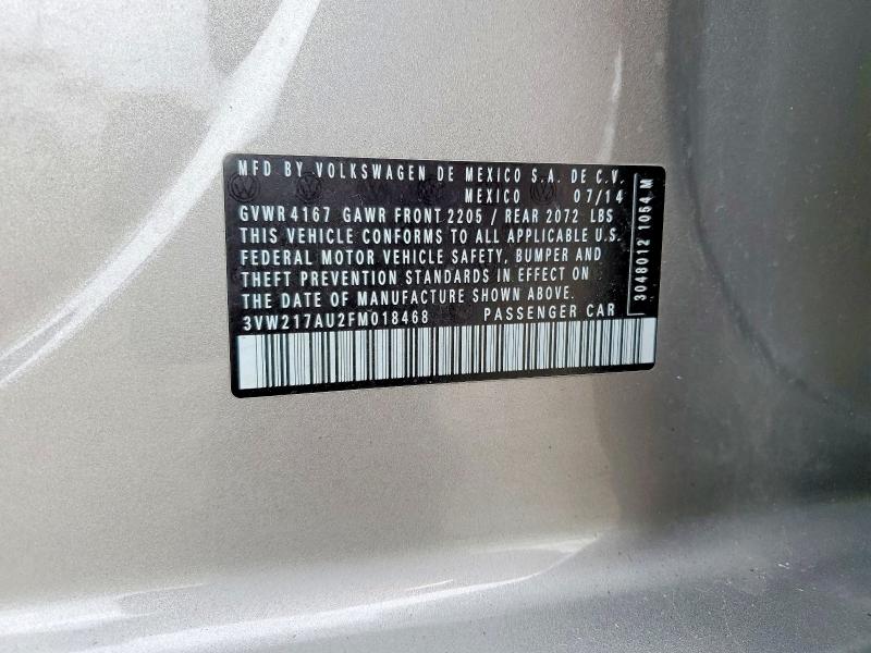 Продажа на аукционе авто 2015 Volkswagen Golf, vin: 3VW217AU2FM018468, номер лота: 67295846
