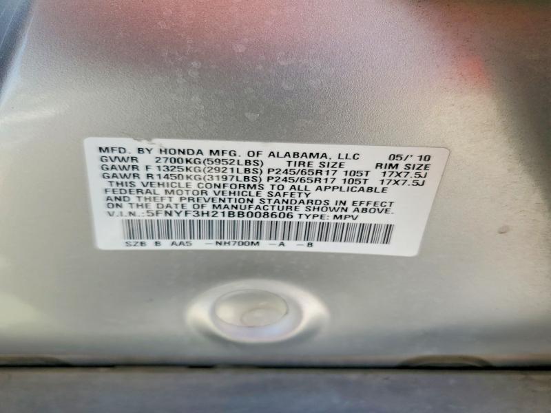 65589706 :رقم المزاد ، 5FNYF3H21BB008606 vin ، 2011 Honda Pilot مزاد بيع