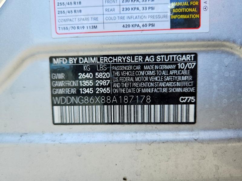 Aukcja sprzedaży 2008 Mercedes-benz S, vin: WDDNG86X88A187178, numer aukcji: 66633316