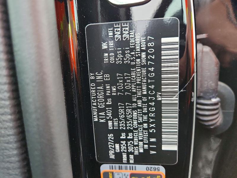 Aukcja sprzedaży 2026 Kia Sorento, vin: 5XYRG4JC4TG472087, numer aukcji: 65115086