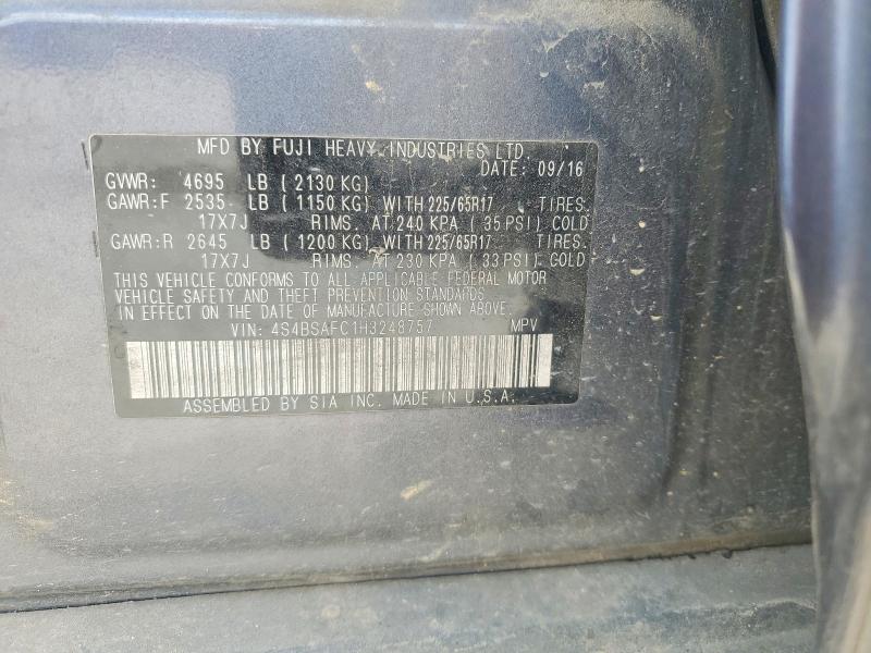 2017 Subaru Outback მანქანა იყიდება აუქციონზე, vin: 4S4BSAFC1H3248757, აუქციონის ნომერი: 66613606