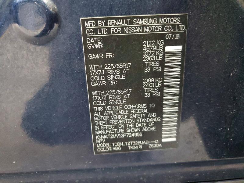 Продаж на аукціоні авто 2016 Nissan Rogue, vin: KNMAT2MV1GP724956, номер лоту: 63691746