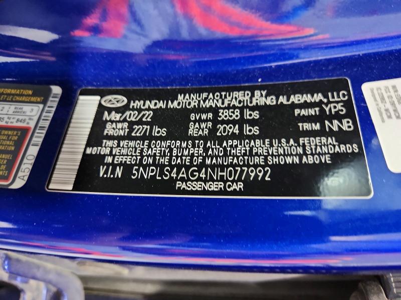 Aukcja sprzedaży 2022 Hyundai Elantra, vin: 5NPLS4AG4NH077992, numer aukcji: 63735856