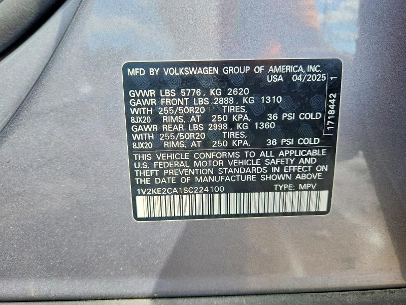 Продажа на аукционе авто 2025 Volkswagen Atlas Cross Sport, vin: 1V2KE2CA1SC224100, номер лота: 62890996