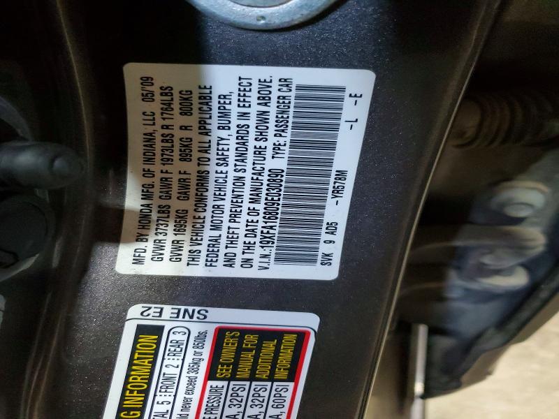 Продаж на аукціоні авто 2009 Honda Civic, vin: 19XFA16809E030890, номер лоту: 65547836