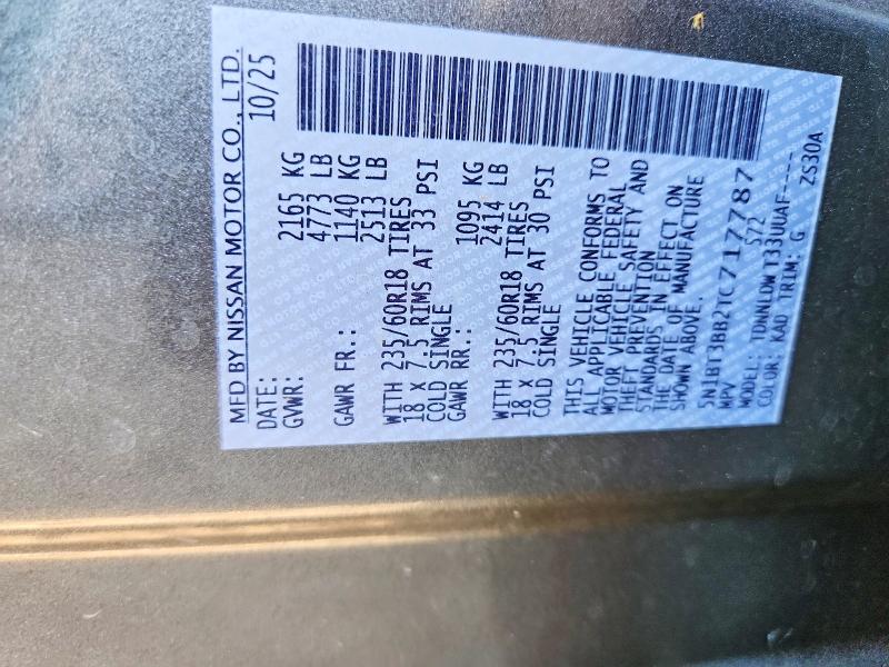 63994106 :رقم المزاد ، 5N1BT3BB2TC717787 vin ، 2026 Nissan Rogue مزاد بيع