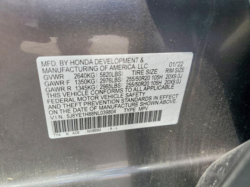 2022 Acura Mdx მანქანა იყიდება აუქციონზე, vin: 5J8YE1H88NL039804, აუქციონის ნომერი: 63716416