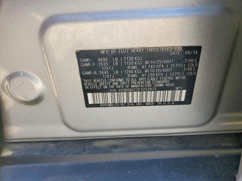 65286896 :رقم المزاد ، 4S4BSACC2F3232973 vin ، 2015 Subaru Outback مزاد بيع