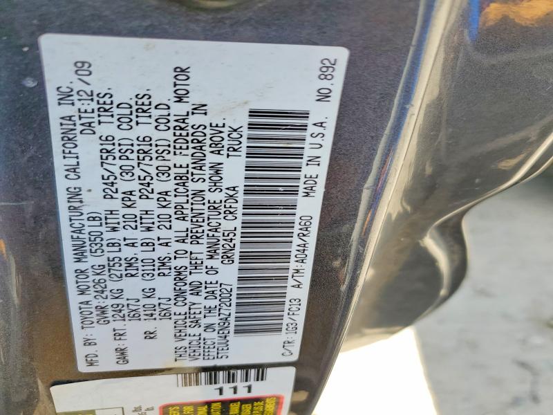 65818466 :رقم المزاد ، 5TEUU4EN9AZ720027 vin ، 2010 Toyota Tacoma مزاد بيع