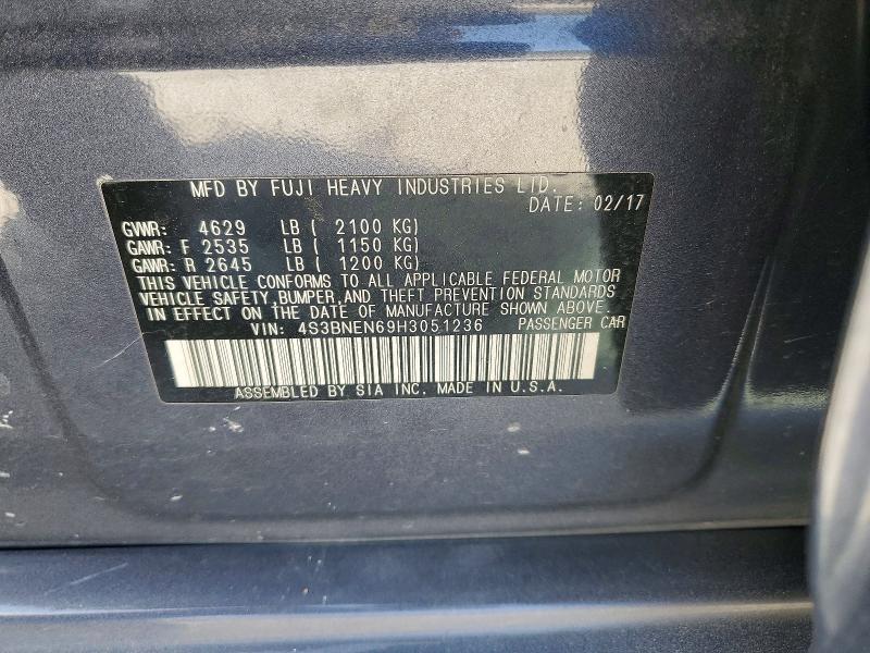 2017 Subaru Legacy მანქანა იყიდება აუქციონზე, vin: 4S3BNEN69H3051236, აუქციონის ნომერი: 66093816