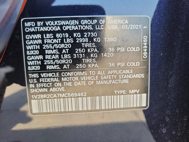 Продаж на аукціоні авто 2021 Volkswagen Atlas, vin: 1V2BR2CA7MC569462, номер лоту: 63767026