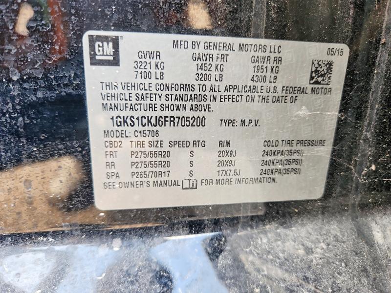 64201516 :رقم المزاد ، 1GKS1CKJ6FR705200 vin ، 2015 Gmc Yukon مزاد بيع