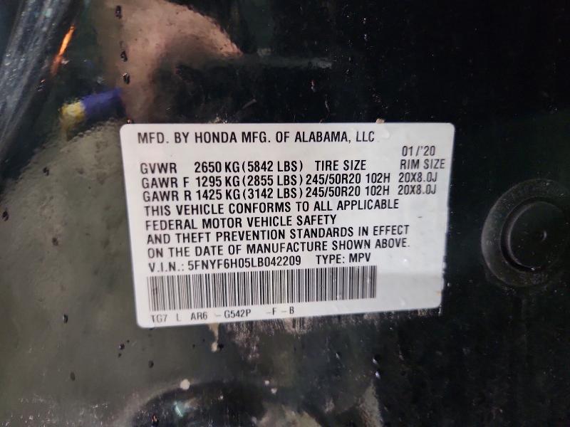 Продаж на аукціоні авто 2020 Honda Pilot, vin: 5FNYF6H05LB042209, номер лоту: 63542976