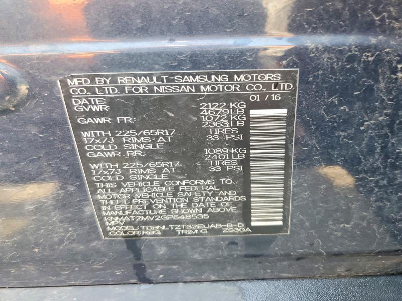 2016 Nissan Rogue მანქანა იყიდება აუქციონზე, vin: KNMAT2MV2GP648535, აუქციონის ნომერი: 64086946