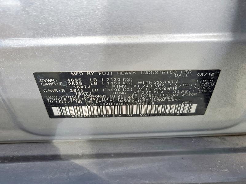 Продажа на аукционе авто 2017 Subaru Outback, vin: 4S4BSANC6H3244849, номер лота: 67279706