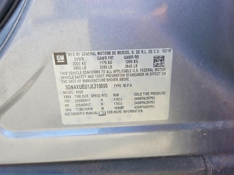66222226 :رقم المزاد ، 3GNAXUEU1JL310690 vin ، 2018 Chevrolet Equinox مزاد بيع