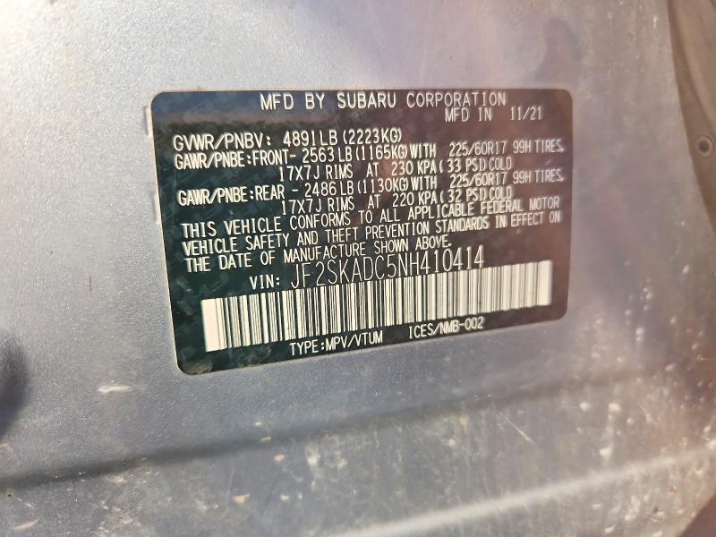 Aukcja sprzedaży 2022 Subaru Forester, vin: JF2SKADC5NH410414, numer aukcji: 65045236