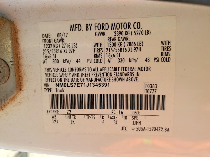 Продаж на аукціоні авто 2018 Ford Transit Connect, vin: NM0LS7E71J1345391, номер лоту: 66193556