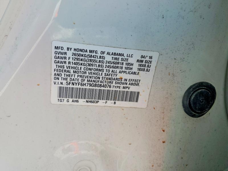 Aukcja sprzedaży 2016 Honda Pilot, vin: 5FNYF6H79GB084076, numer aukcji: 63719066