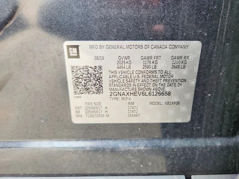 Продаж на аукціоні авто 2020 Chevrolet Equinox, vin: 2GNAXHEV6L6126658, номер лоту: 63016466