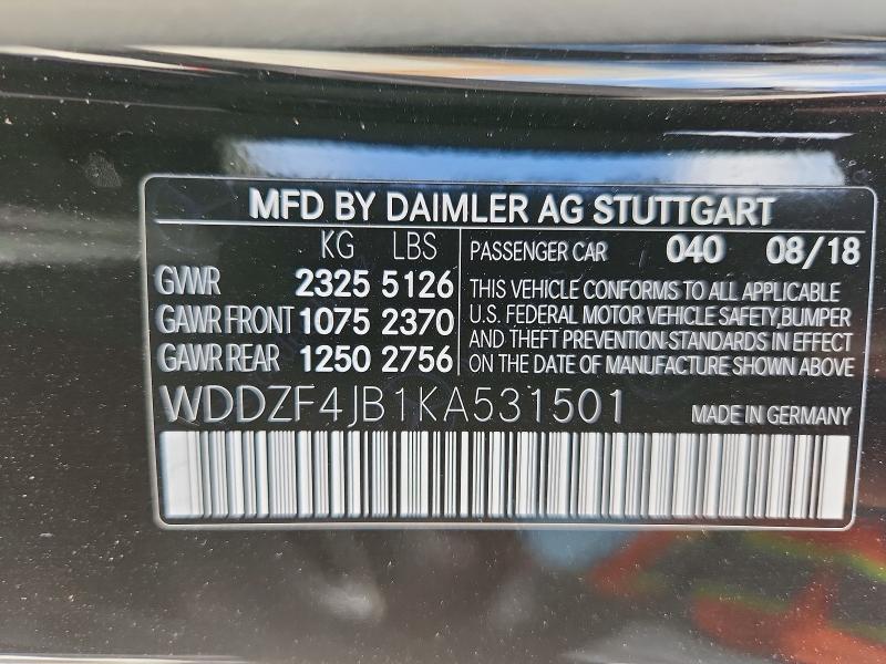 Aukcja sprzedaży 2019 Mercedes-benz E, vin: WDDZF4JB1KA531501, numer aukcji: 65133296