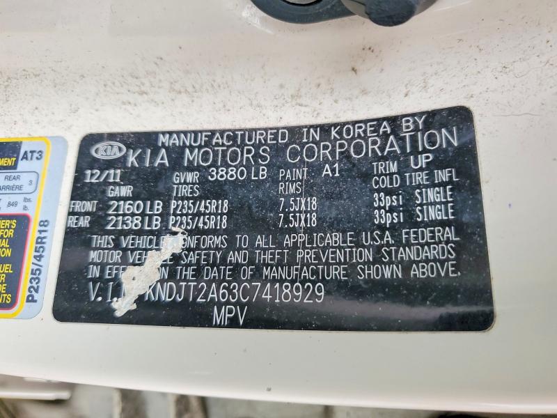 65080576 :رقم المزاد ، KNDJT2A63C7418929 vin ، 2012 Kia Soul مزاد بيع