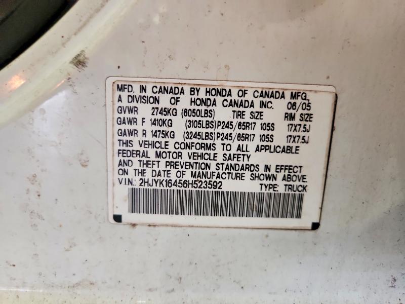 63796816 :رقم المزاد ، 2HJYK16456H523592 vin ، 2006 Honda Ridgeline مزاد بيع