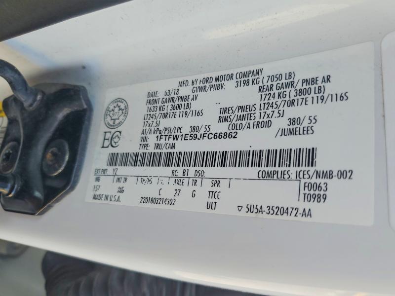 Aukcja sprzedaży 2018 Ford F150, vin: 1FTFW1E59JFC66862, numer aukcji: 65414066