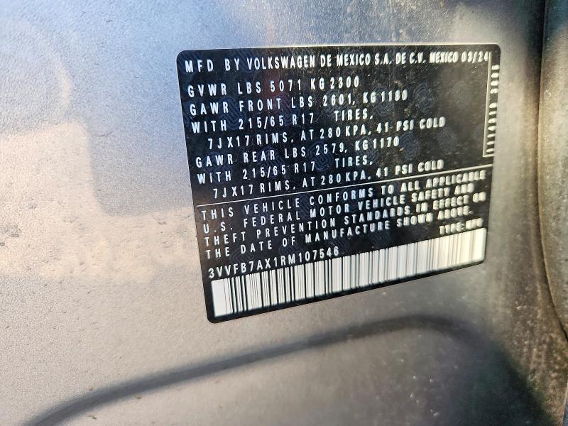 Aukcja sprzedaży 2024 Volkswagen Tiguan, vin: 3VVFB7AX1RM107546, numer aukcji: 65584696