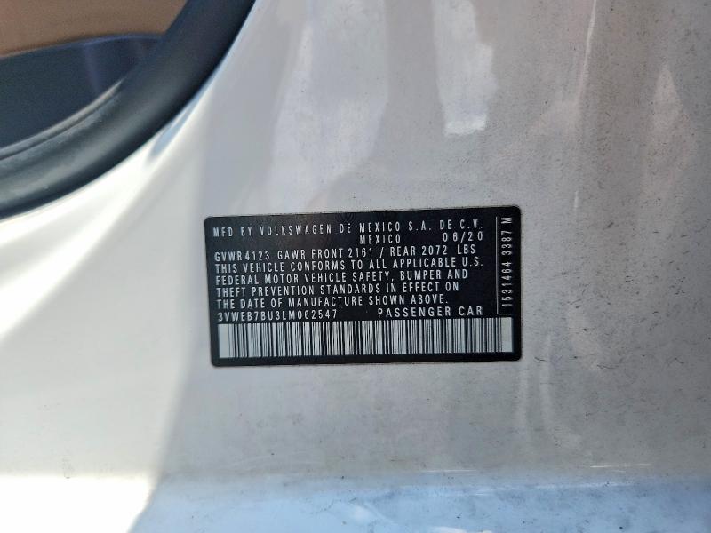Aukcja sprzedaży 2020 Volkswagen Jetta, vin: 3VWEB7BU3LM062547, numer aukcji: 65287016