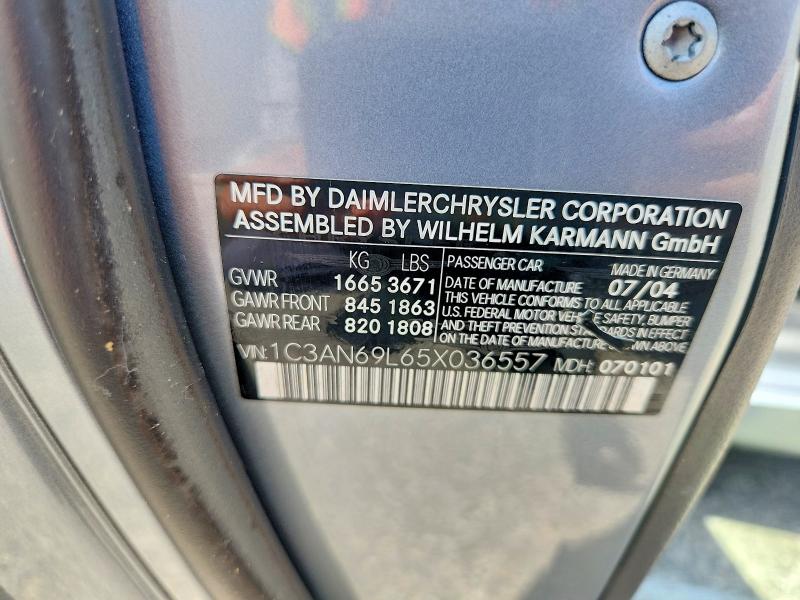 Aukcja sprzedaży 2005 Chrysler Crossfire, vin: 1C3AN69L65X036557, numer aukcji: 64011586