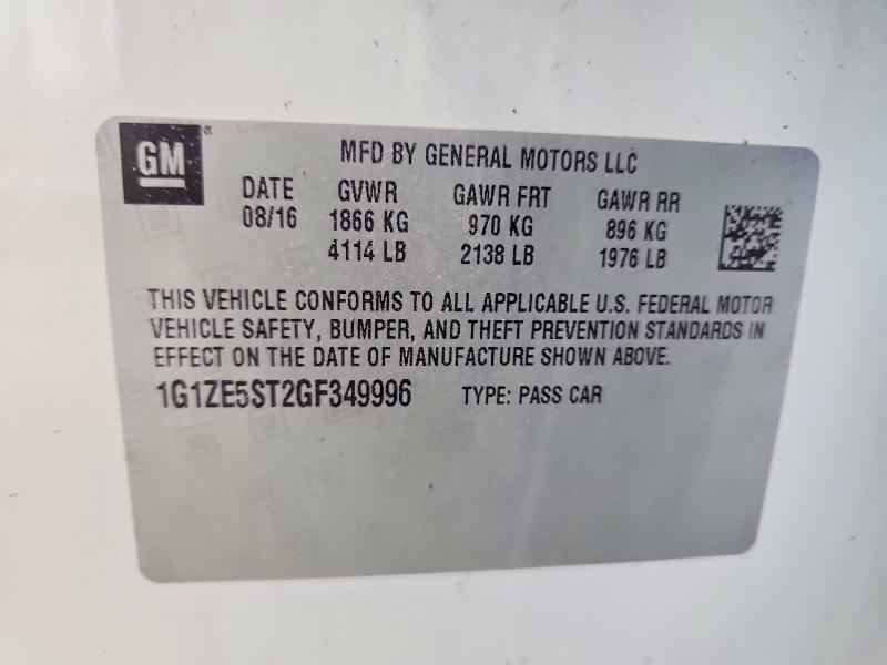 Aukcja sprzedaży 2016 Chevrolet Malibu, vin: 1G1ZE5ST2GF349996, numer aukcji: 64452766