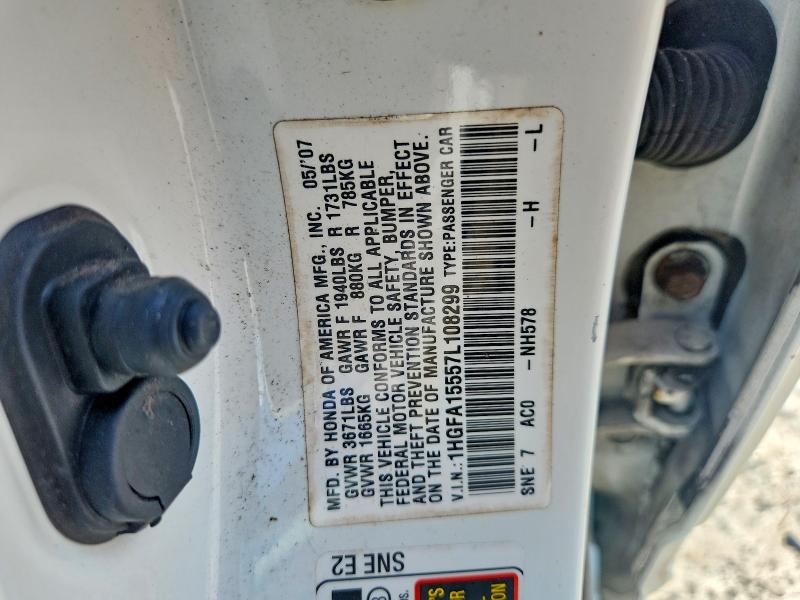 Продажа на аукционе авто 2007 Honda Civic, vin: 1HGFA15557L108299, номер лота: 64902046