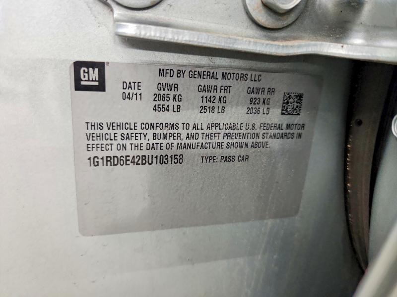 2011 Chevrolet Volt მანქანა იყიდება აუქციონზე, vin: 1G1RD6E42BU103158, აუქციონის ნომერი: 65080386