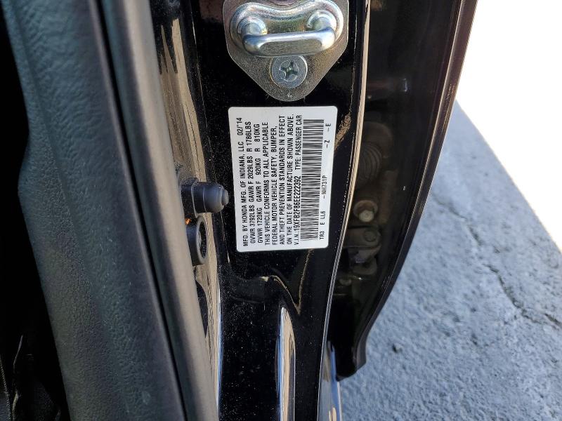 Продаж на аукціоні авто 2014 Honda Civic, vin: 19XFB2F86EE222392, номер лоту: 64083386