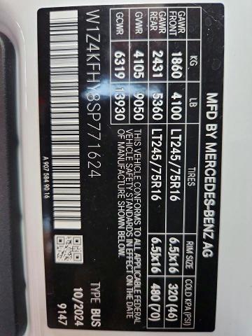 64393326 :رقم المزاد ، W1Z4KFHY8SP771624 vin ، 2025 Mercedes-benz Sprinter مزاد بيع
