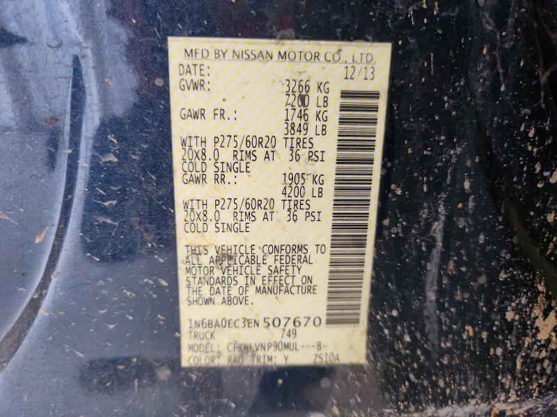 65283256 :رقم المزاد ، 1N6BA0EC3EN507670 vin ، 2014 Nissan Titan مزاد بيع