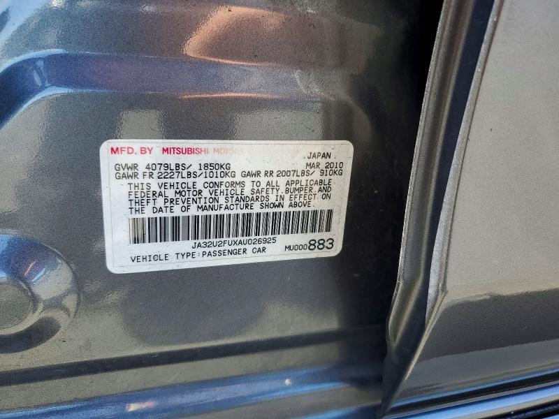 2010 Mitsubishi Lancer მანქანა იყიდება აუქციონზე, vin: JA32U2FUXAU026925, აუქციონის ნომერი: 64324526