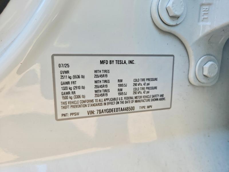 Продаж на аукціоні авто 2026 Tesla Model Y, vin: 7SAYGDEE0TA448500, номер лоту: 63783206