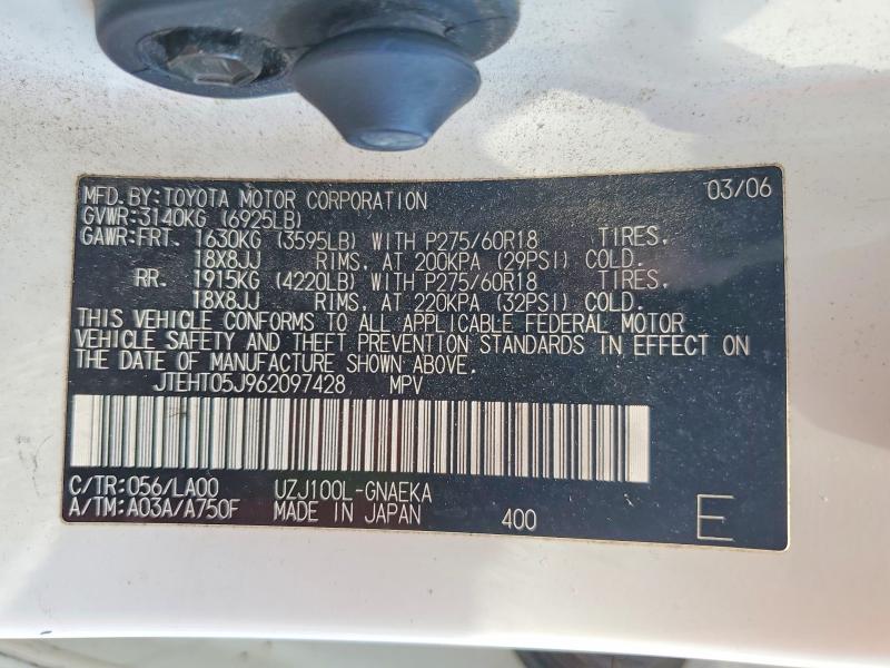 64090906 :رقم المزاد ، JTEHT05J962097428 vin ، 2006 Toyota Land Cruiser مزاد بيع