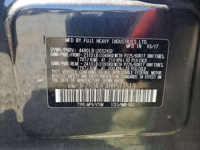 Продаж на аукціоні авто 2017 Subaru Forester, vin: JF2SJAJC4HH577519, номер лоту: 65372036