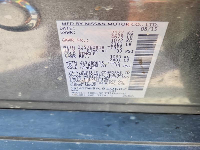 Auction sale of the 2015 Nissan Rogue, vin: 5N1AT2MV9FC910682, lot number: 66949566