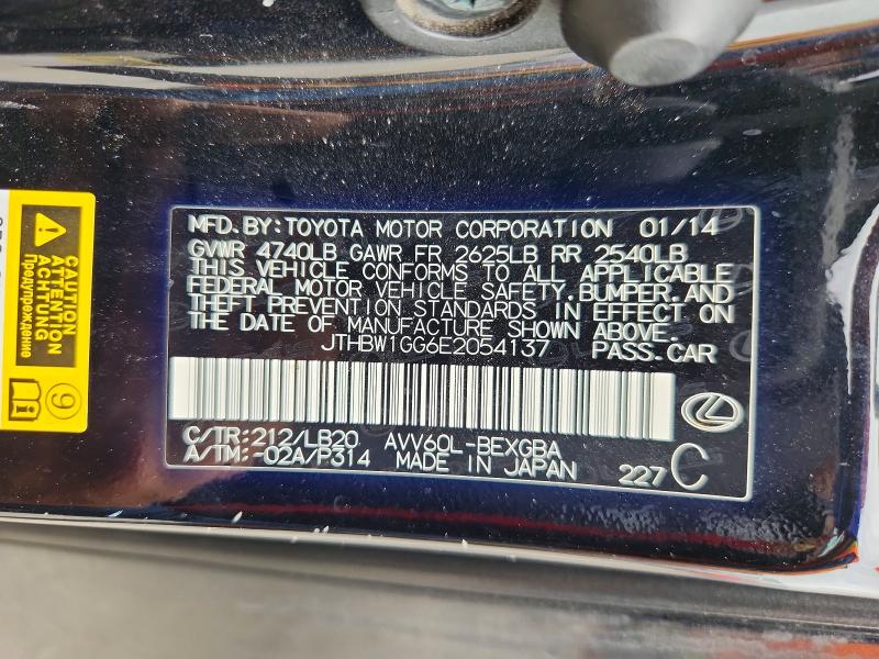 64298766 :رقم المزاد ، JTHBW1GG6E2054137 vin ، 2014 Lexus Es مزاد بيع
