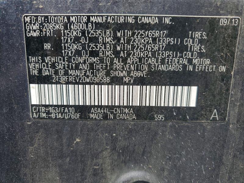 64139066 :رقم المزاد ، 2T3RFREV2DW090588 vin ، 2013 Toyota Rav4 مزاد بيع