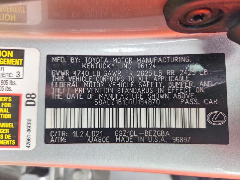 63164346 :رقم المزاد ، 58ADZ1B19RU184870 vin ، 2024 Lexus Es 350 مزاد بيع