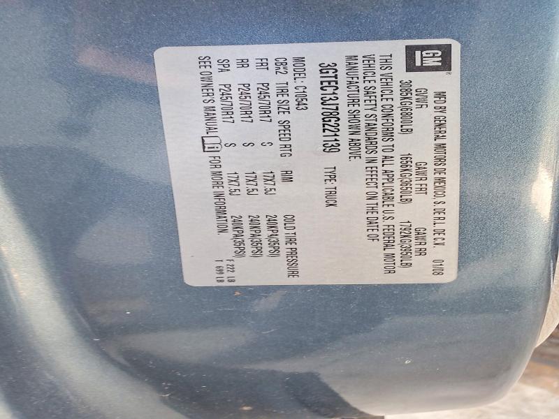 67154056 :رقم المزاد ، 3GTEC13J78G221139 vin ، 2008 Gmc Sierra مزاد بيع