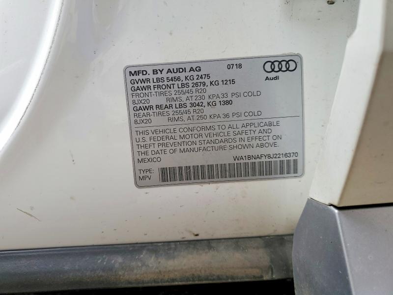 Aukcja sprzedaży 2018 Audi Q5, vin: WA1BNAFY8J2216370, numer aukcji: 64892286
