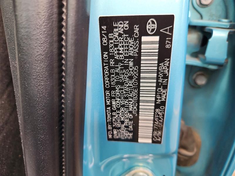 2014 Toyota Prius C მანქანა იყიდება აუქციონზე, vin: JTDKDTB35E1079205, აუქციონის ნომერი: 62541016
